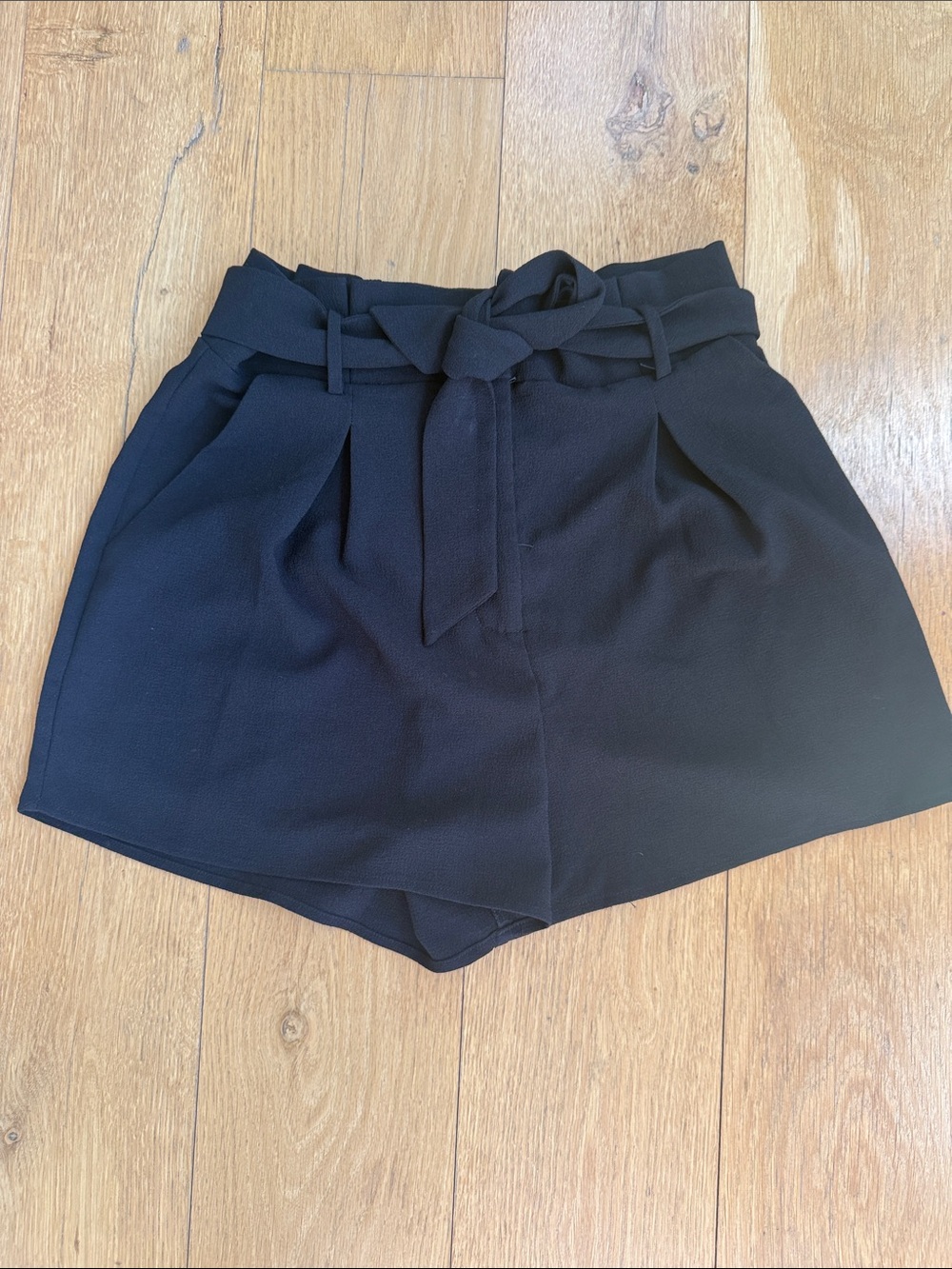 free press Black High-Waist Paperbag Tie-Belt Shorts